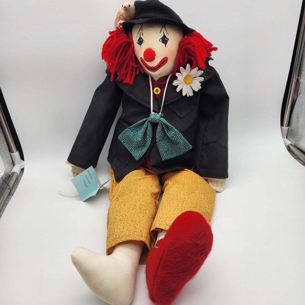 Colorful Clown Doll with Red Hair